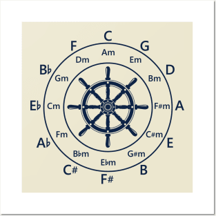 Circle of Fifths Ship Steering Wheel Light Theme Posters and Art